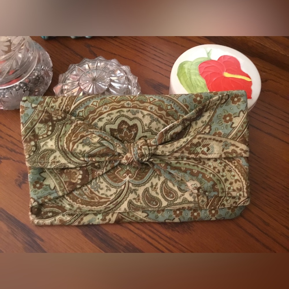 Handmade Paisley Print Square Knot Clutch